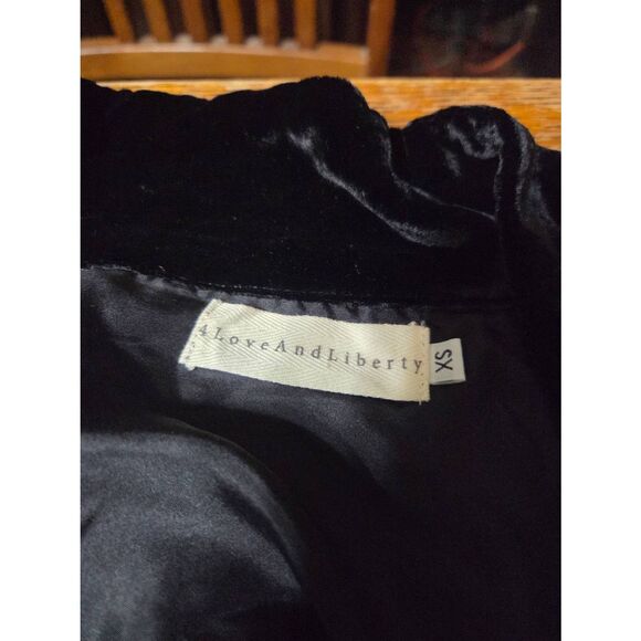 Johnny Was 4 Love and Liberty Black Velvet Duster Cardigan Open Front sz XS - Picture 2 of 4